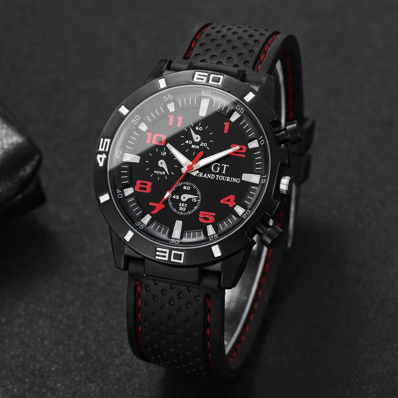 Men's Quartz Watch Silicone Strap Sports Style Waterproof