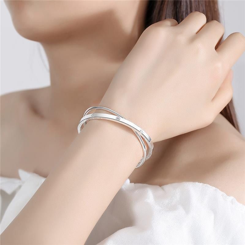 Four-leaf clover bracelet with double ring