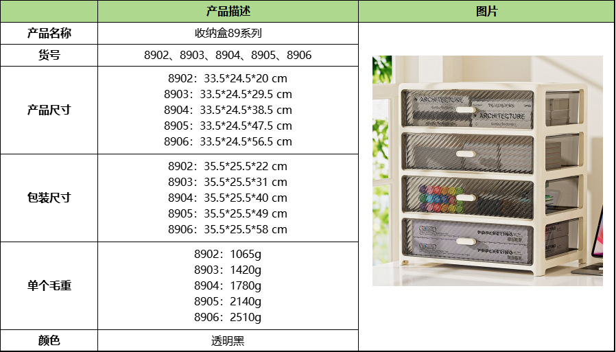 Storage box, multi-layer drawer, transparent, desktop organizer