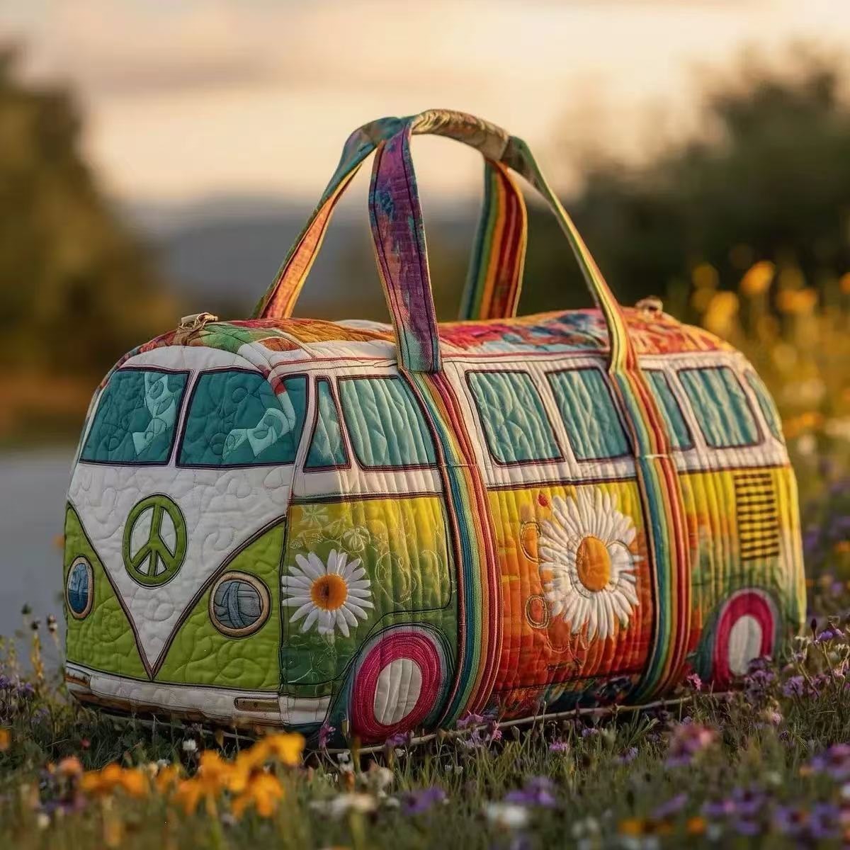 Gesteppte Reisetasche mit 3D-Druck