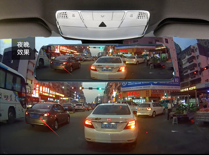 Rear view mirror camera, 10 inch display, night vision