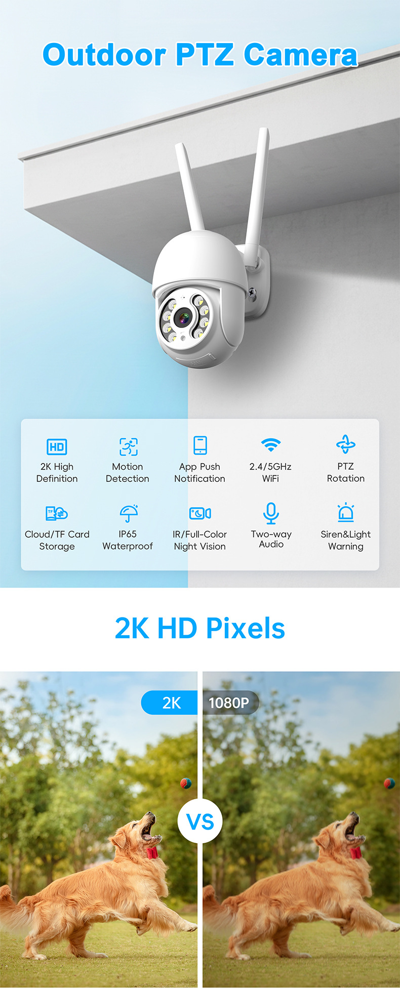WiFi PTZ Dome-Überwachungskamera, HD wasserdicht