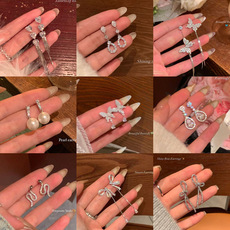Koreanische Zirkon-Schleifenohrringe für Frauen, leicht luxuriös