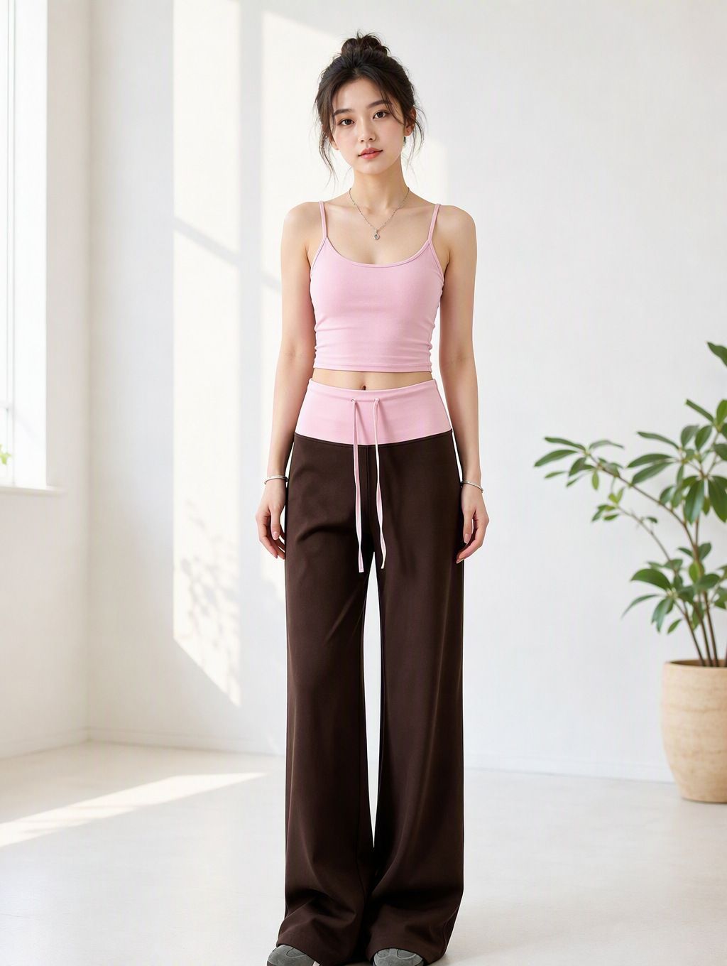 Color-block wide-leg yoga pants, quick-dry fabric