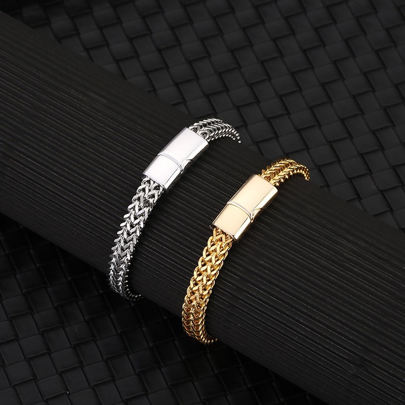 Stainless steel men's bracelet two-sided punk style