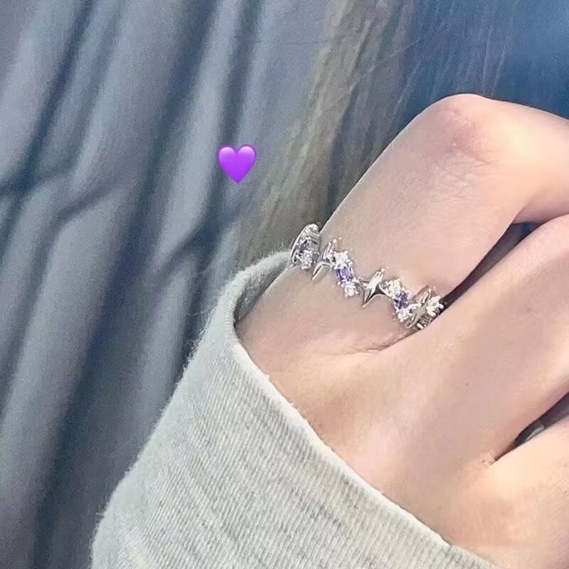 十只装】戒指韩版爱心女小众设计百搭轻奢指环姐妹戒指可调节