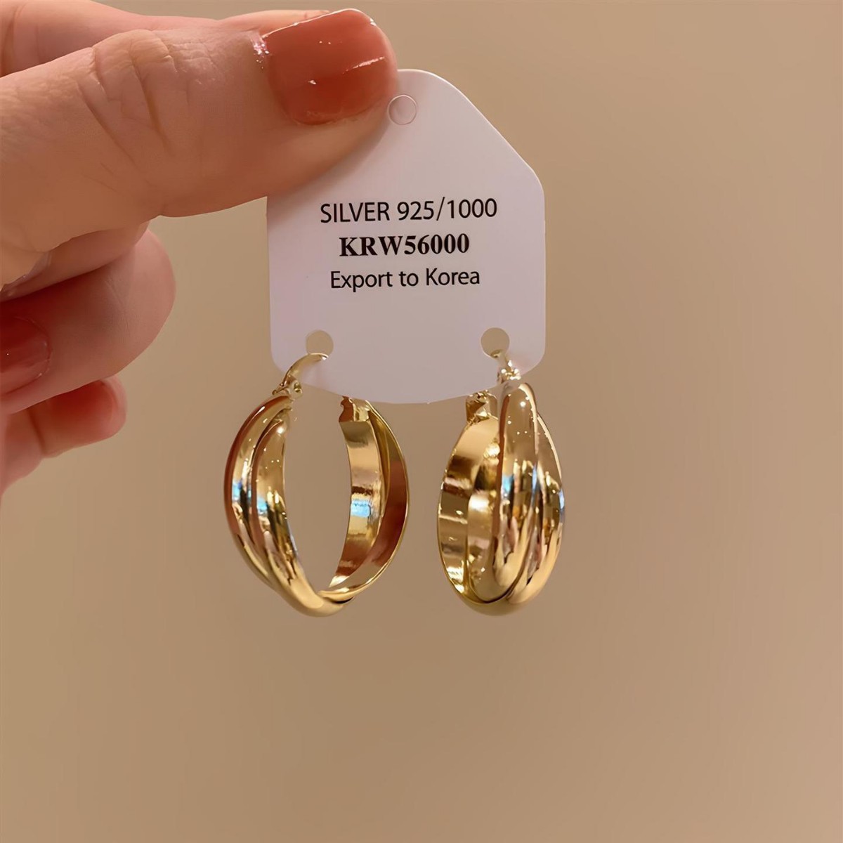 14K gold-plated geometric earrings, vintage style