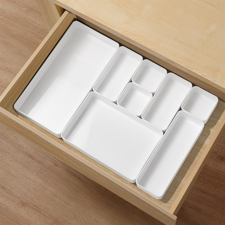 收纳箱白色直角厨房调料瓶罐橱柜书本零食杂物整理箱储物篮筐塑料