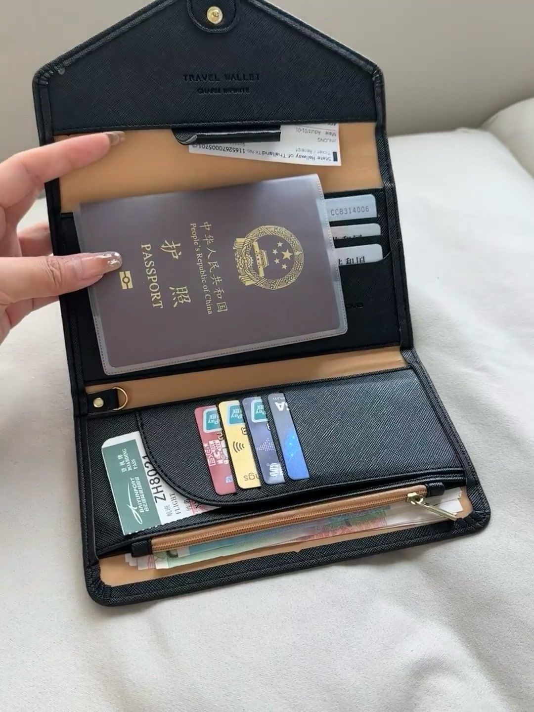 Pasaport çantası, uzun model, çok fonksiyonlu, erkek kadın seyahat belgesi