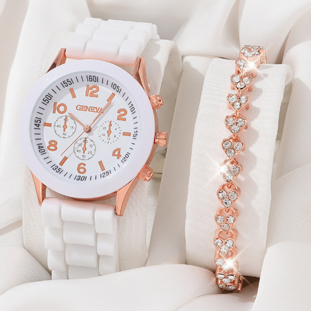 Damen-Quarzuhr mit Silikonarmband, koreanischer Stil, schlichtes Design