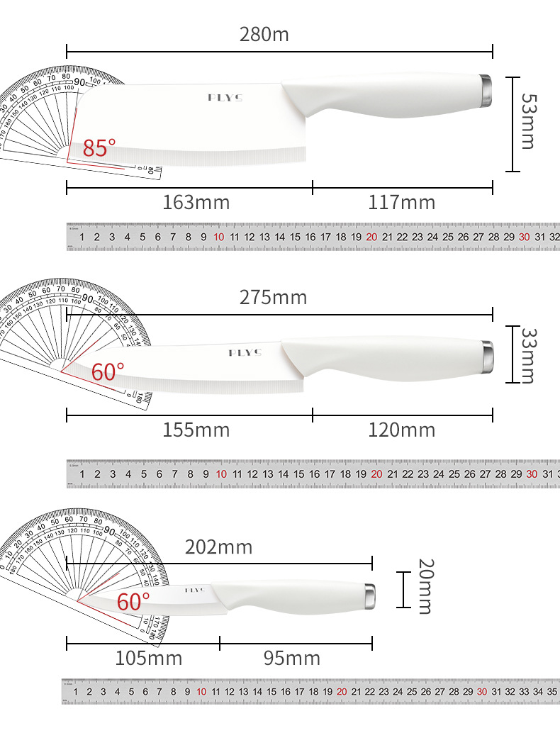 Ceramic knife set, German quality, includes cutting board