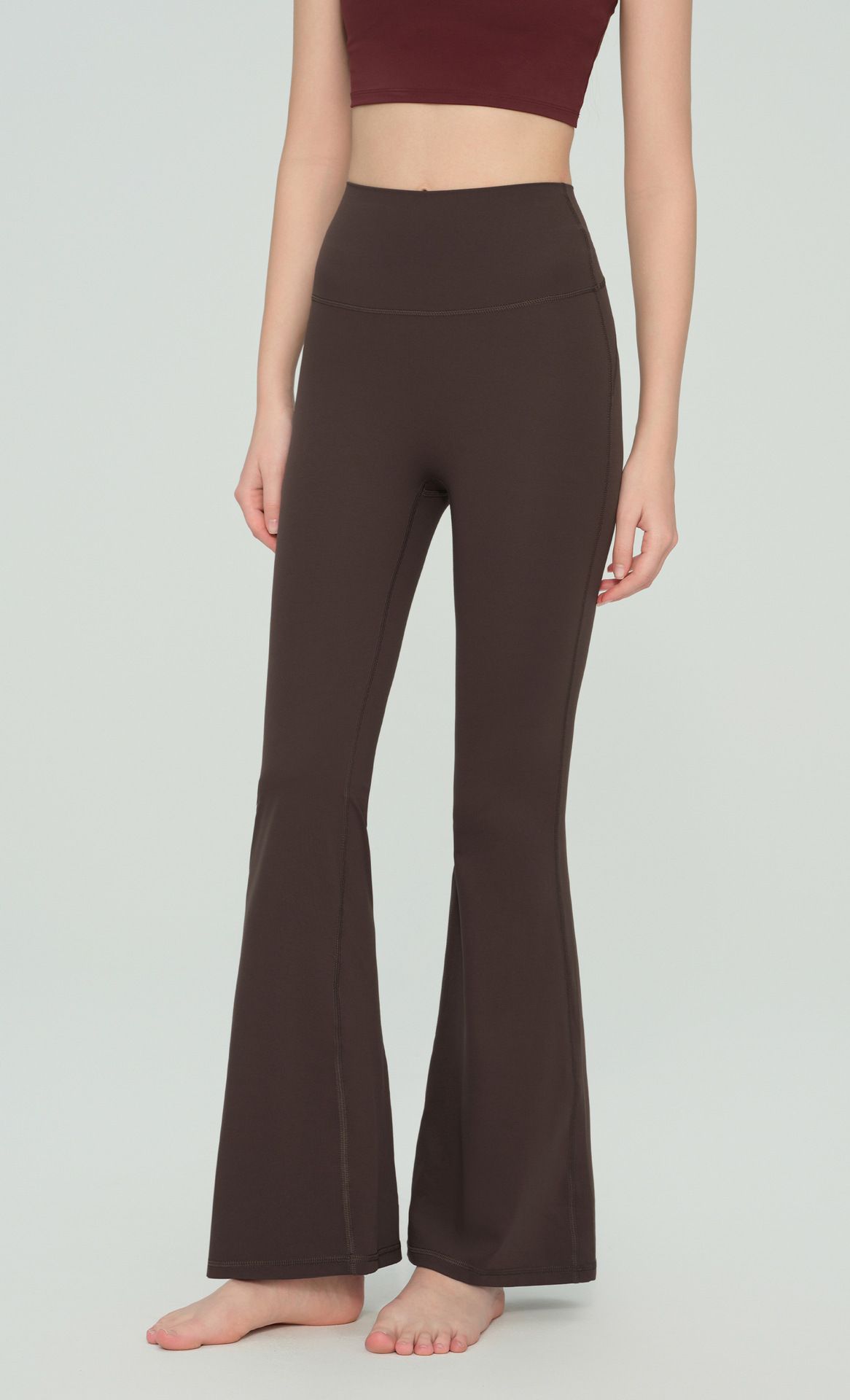 Micro flare yoga pantolonu, yüksek bel, ince görünümlü