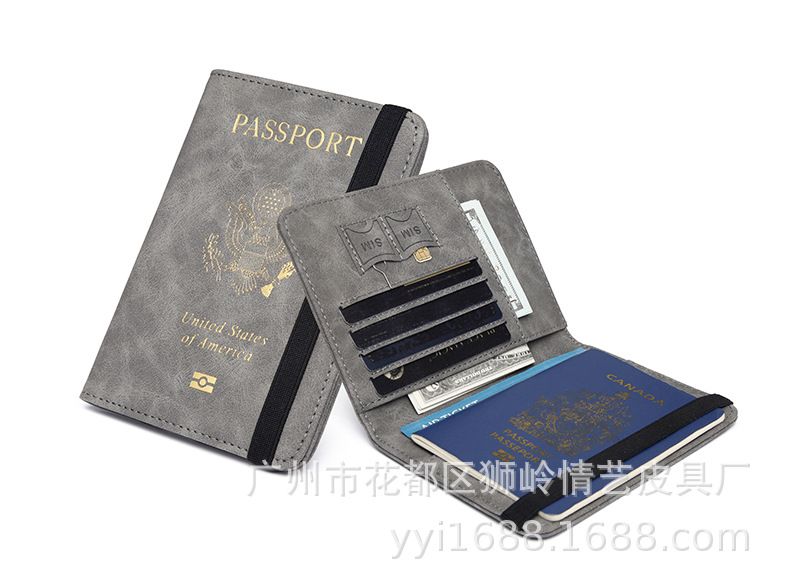 PU leather passport bag, RFID protection, multiple card slots