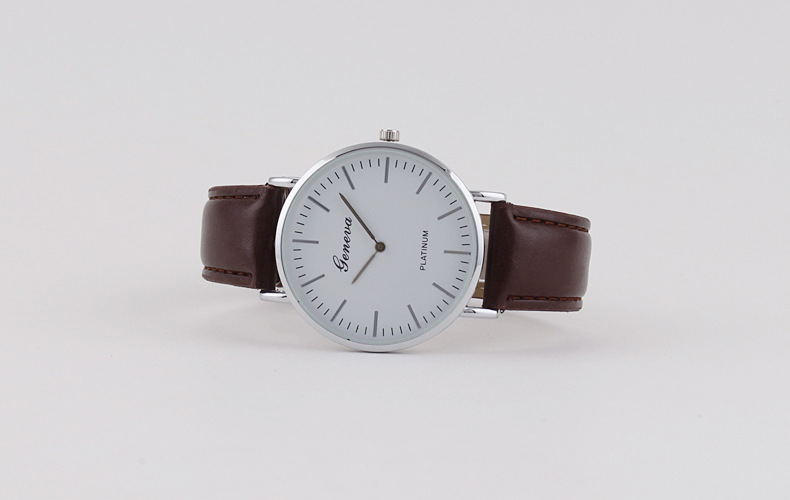 Herrenuhr, ultraflach, Lederarmband, Quarz