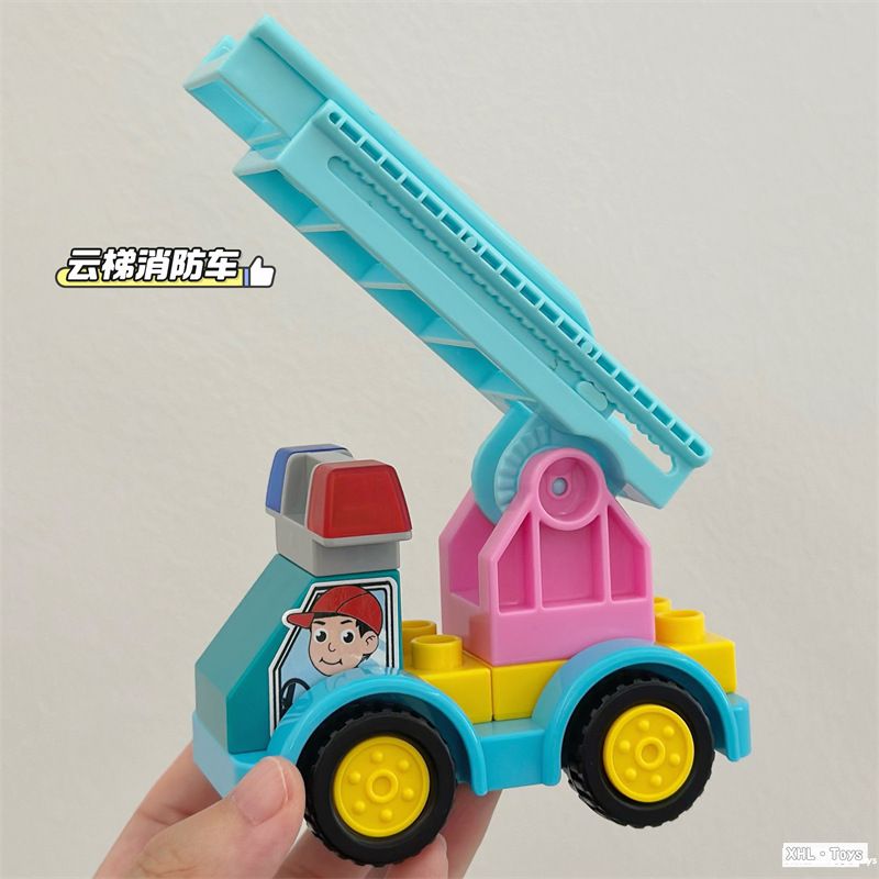Five-star building block park set, large pieces, train and animal storage box