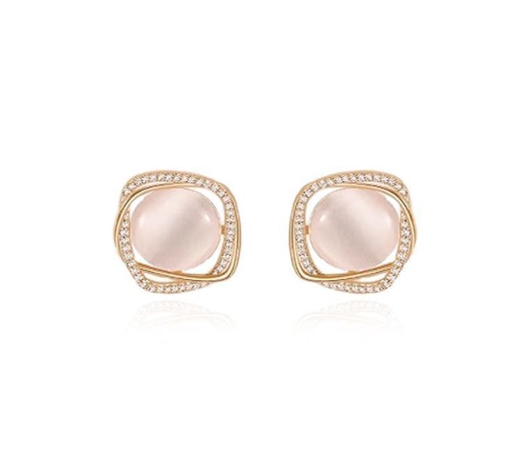 Cat eye 925 silver stud earrings women