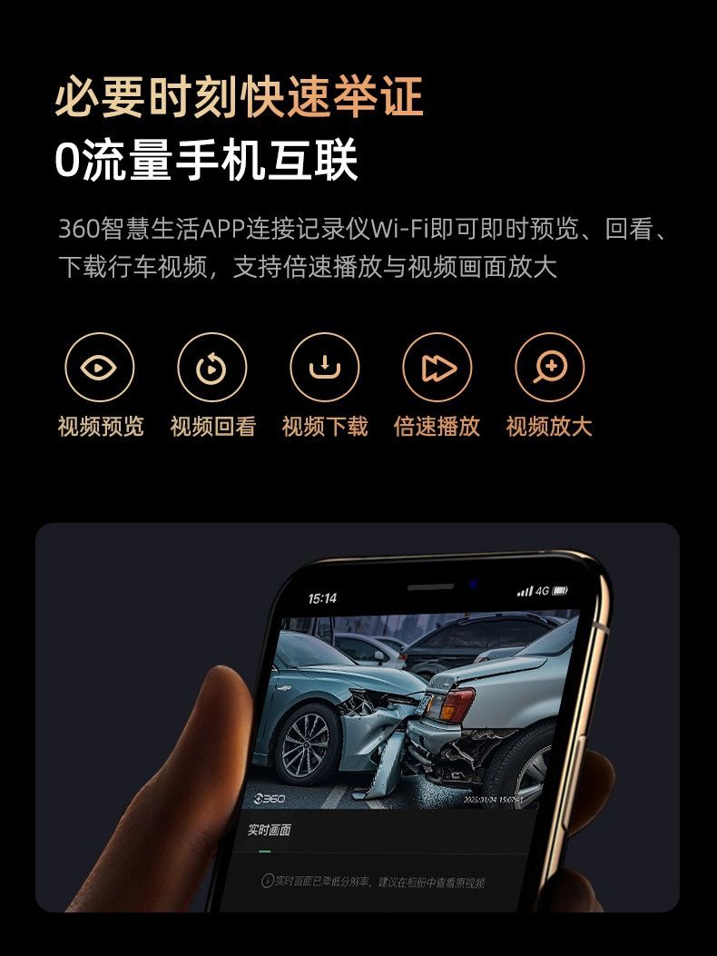 360行车记录仪2025新款免走线前后双摄官方旗舰店GPS夜视3k超清