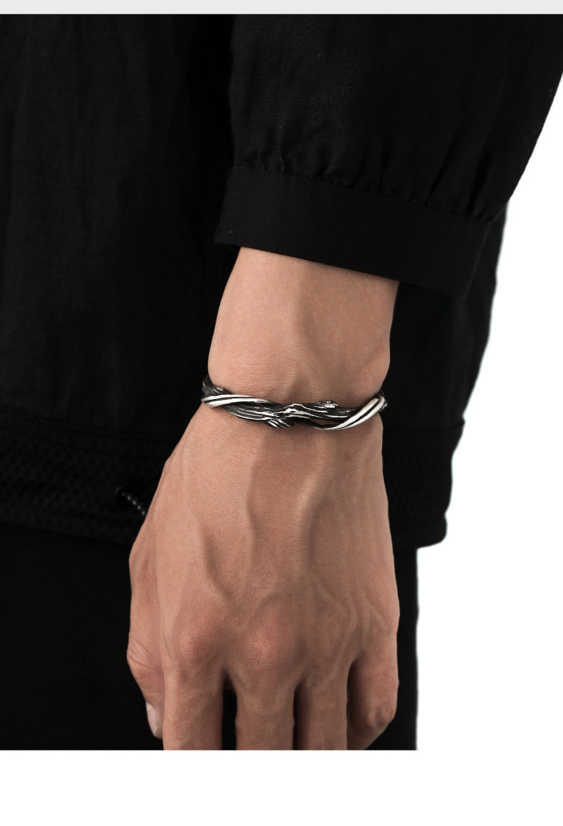 S925 Silber Herrenarmband Treibholz-Design