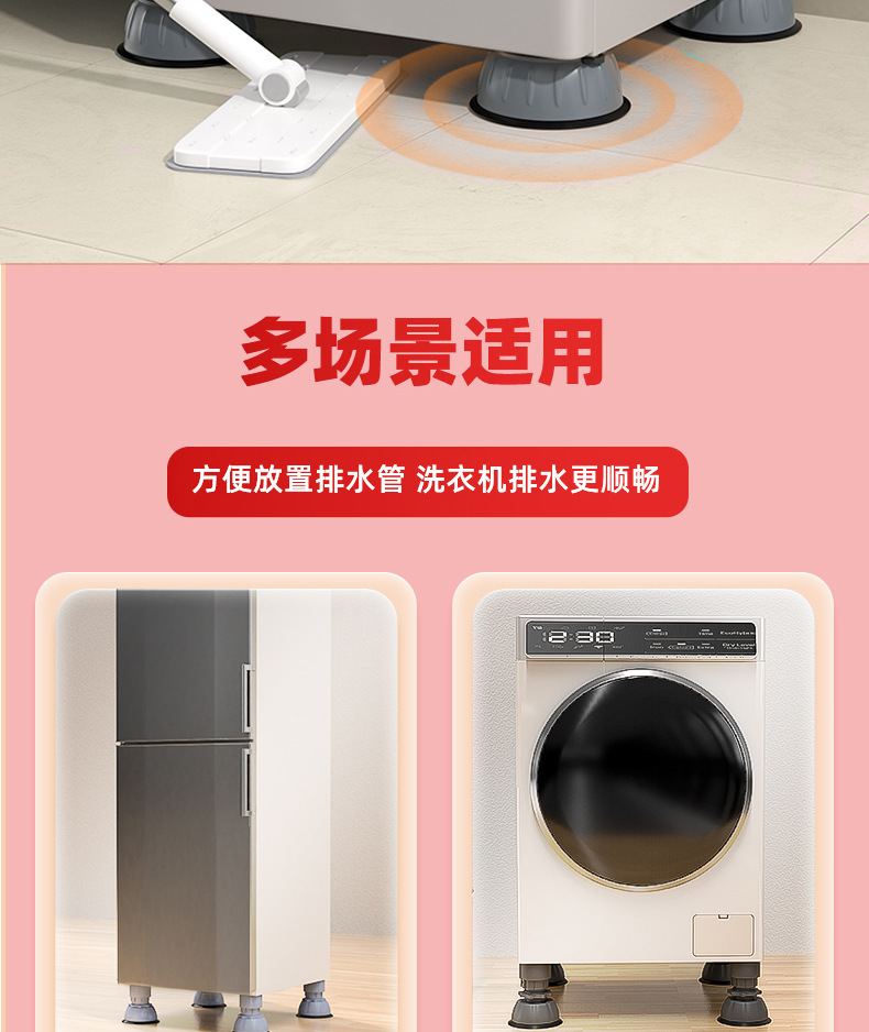 Washing machine feet, anti-slip, vibration absorbing