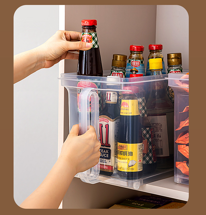 Kitchen storage box with wheels and handle
