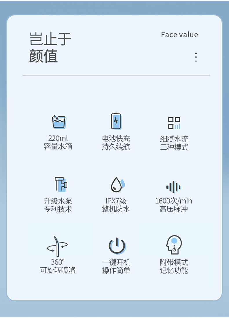 USB electric oral irrigator, portable, pulsing function