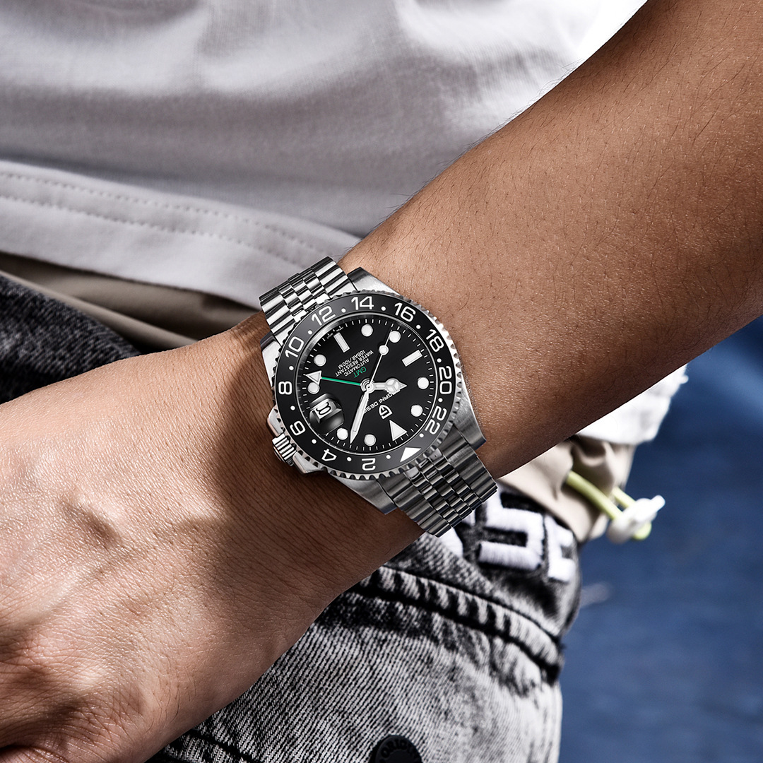PAGANI DESIGN PD-1662 Herren-Automatikuhr, GMT, Leuchtkalender