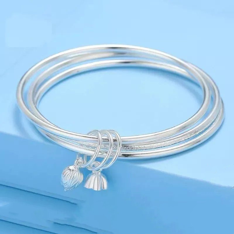 Silver-plated copper bracelet, closed design, couple style