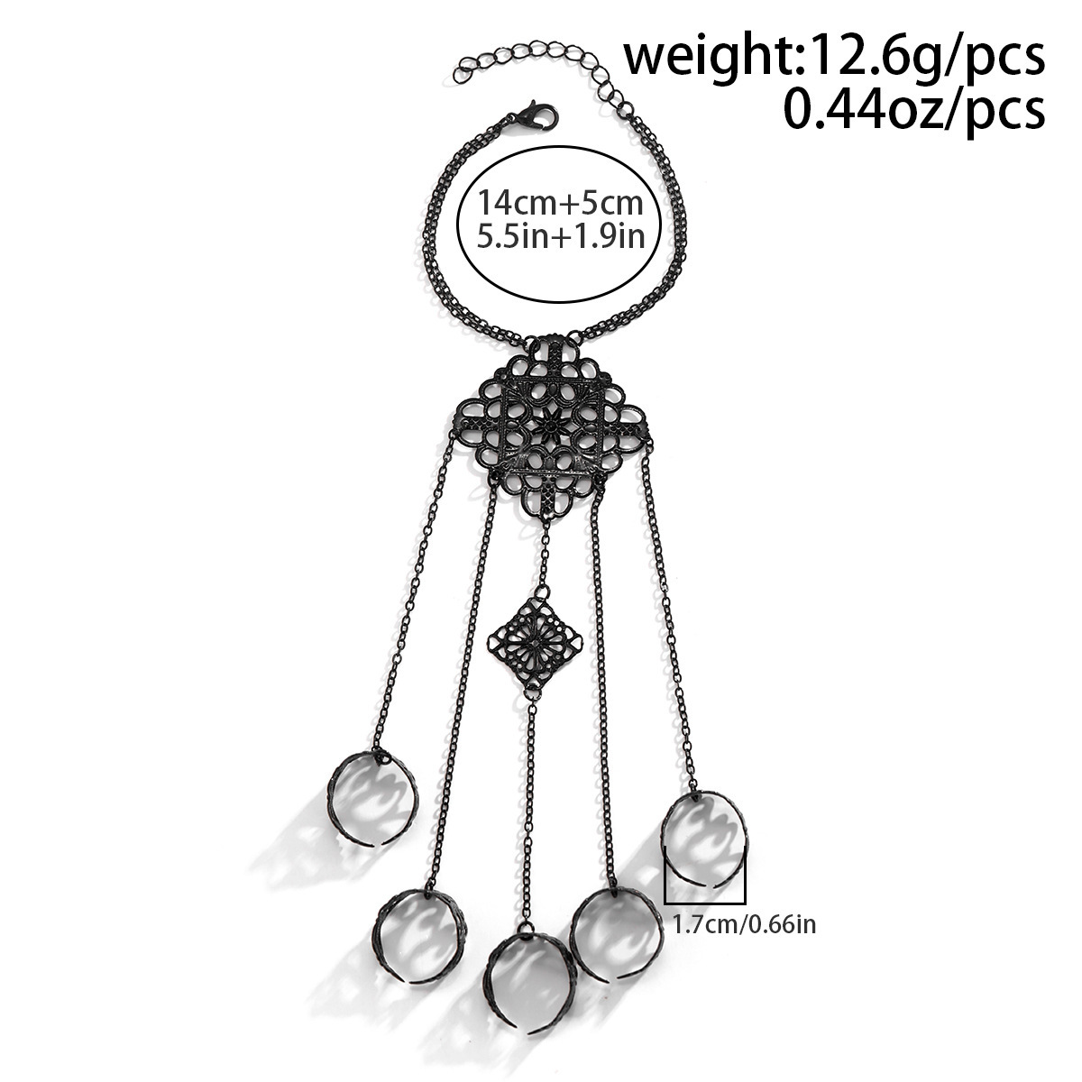 Gotik-Kettenfingerarmband Damen mit Ziernieten