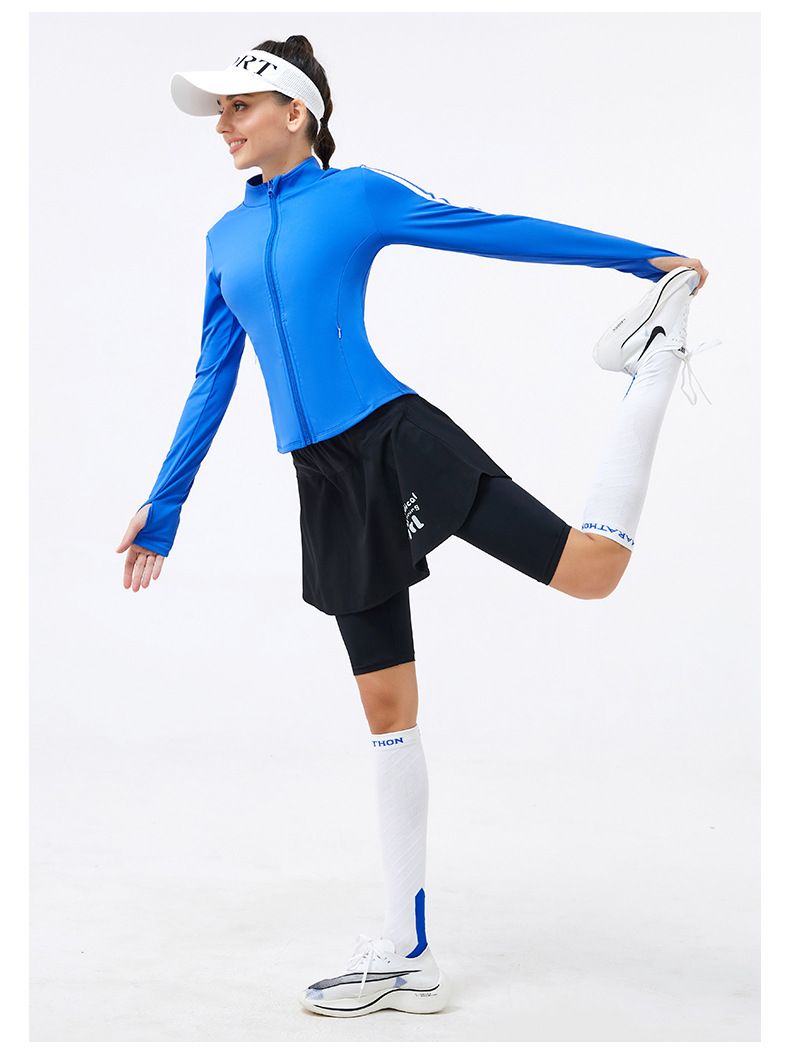 Damen-Lauf-Sportanzug, aufrechter Kragen mit Reißverschluss, C026