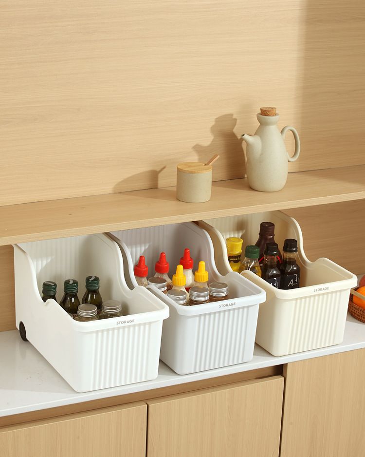 Kunststoff-Küchenlagerbox mit Rädern, japanischer Stil