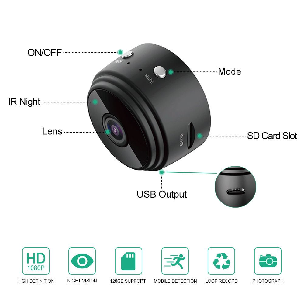 A9 magnetic smart wireless WiFi network camera, HD, compact