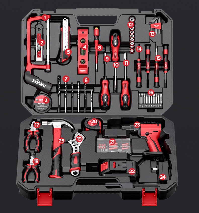Delixi 12V cordless electric drill tool set