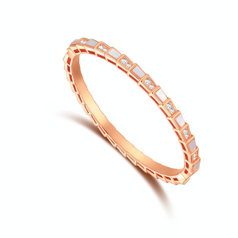 Snake-shaped bracelet with full rhinestones, 18k gold plating