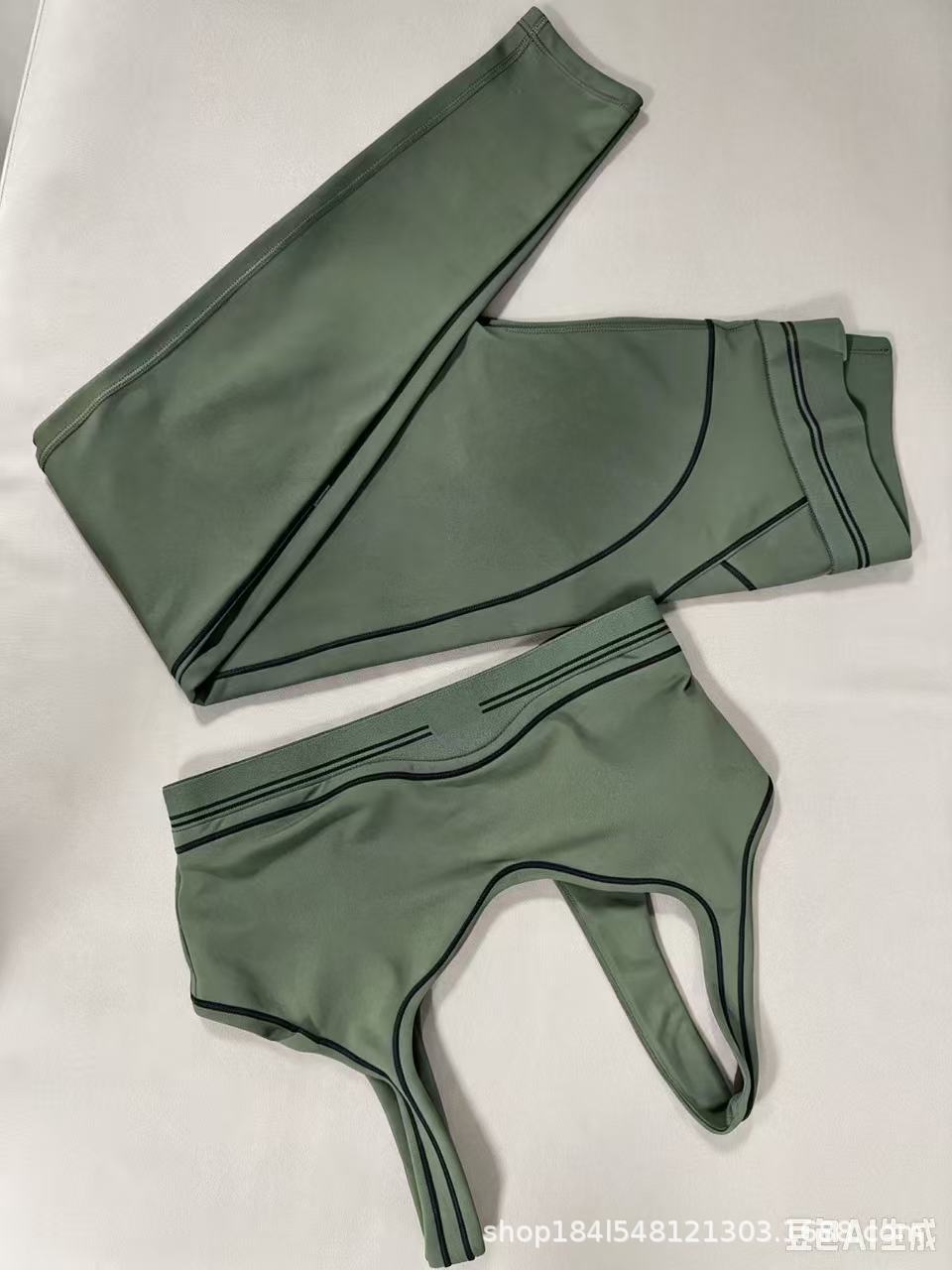 阿洛同款跨境瑜伽套装高腰无缝训练服配衬垫亲肤材料松紧弹力透气
