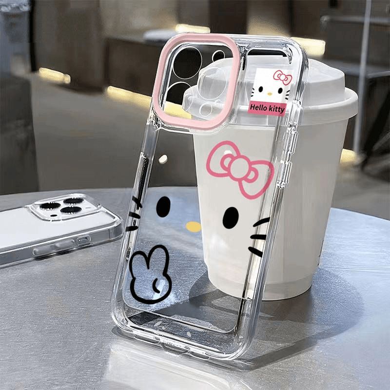 Apple 16 Pro Max cat design phone case iPhone 15 cute 14, 13, 12/X transparent