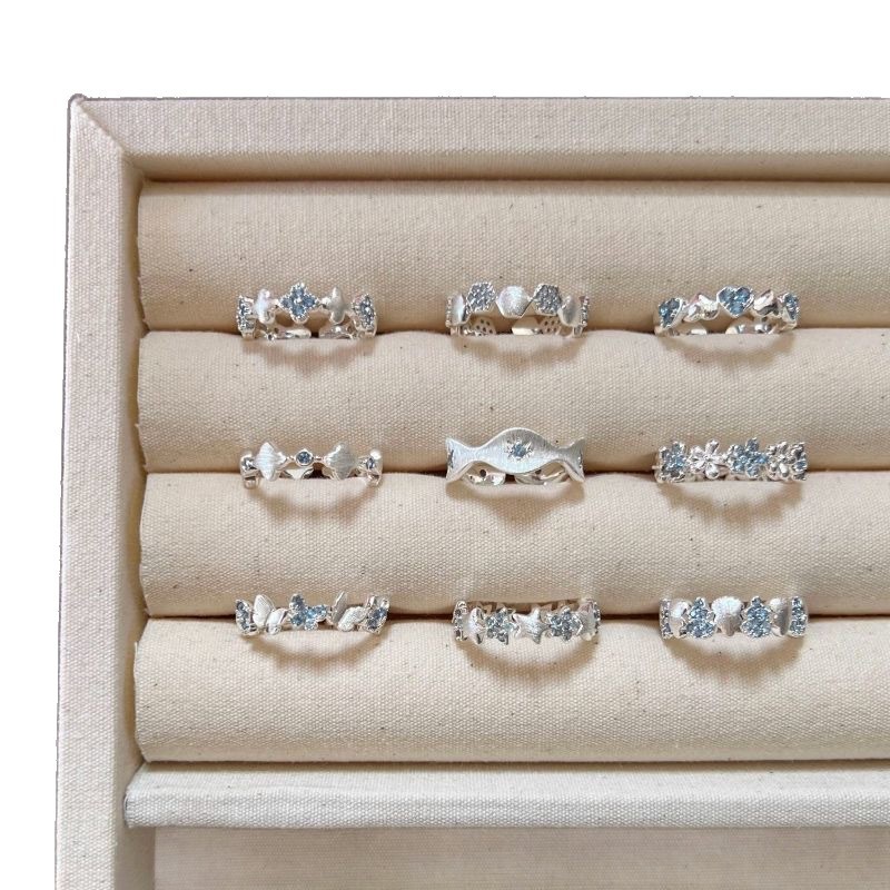 Butterfly ring for women with blue sparkling stone silver premium design
