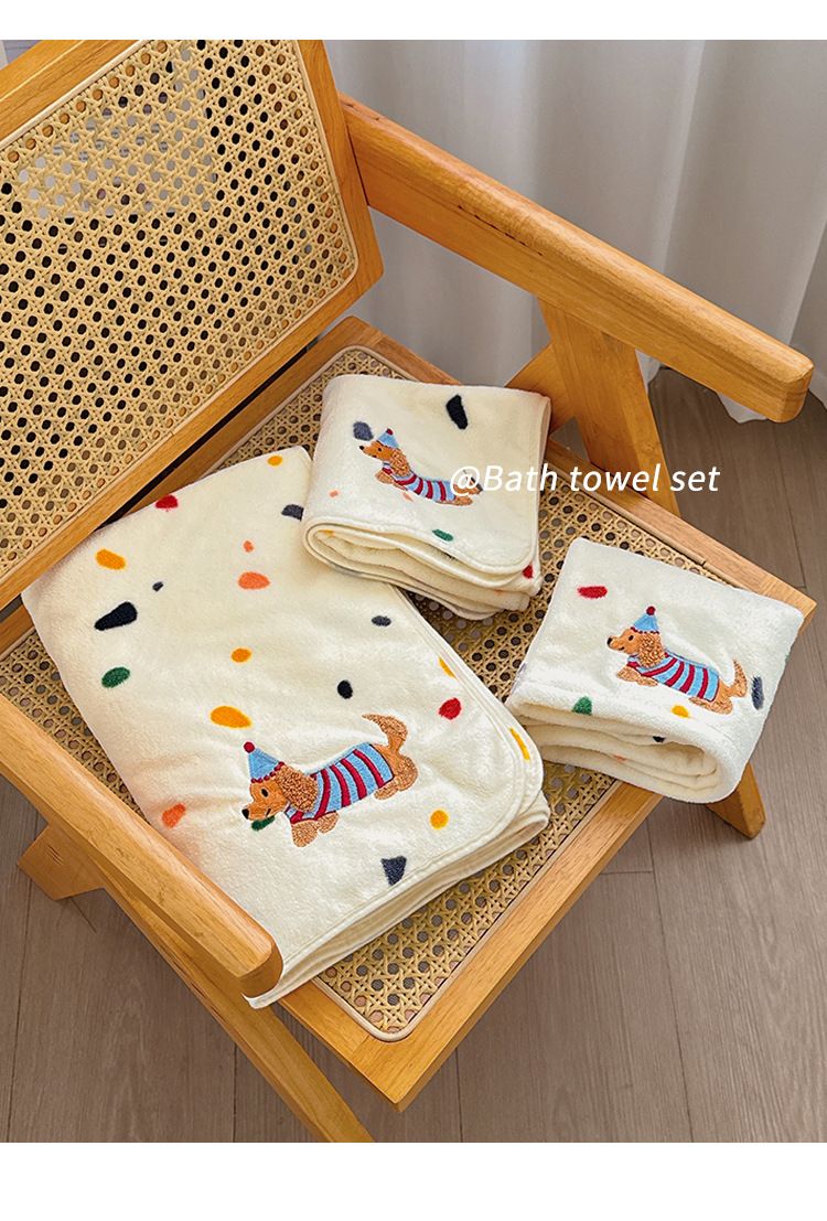 Women's bath towel, coral fleece, three-piece set