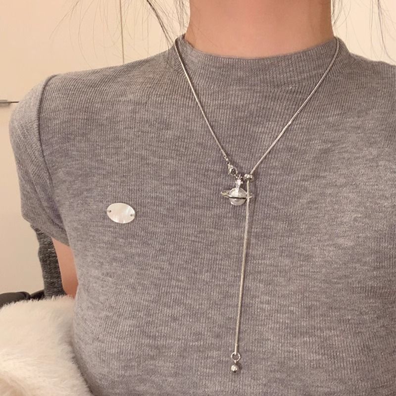 Planet-Perlenkette, verstellbar, Pullover-Halskette