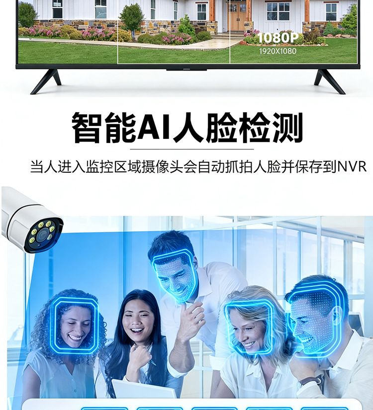 16-channel POE surveillance kit AI facial recognition 4K 8MP