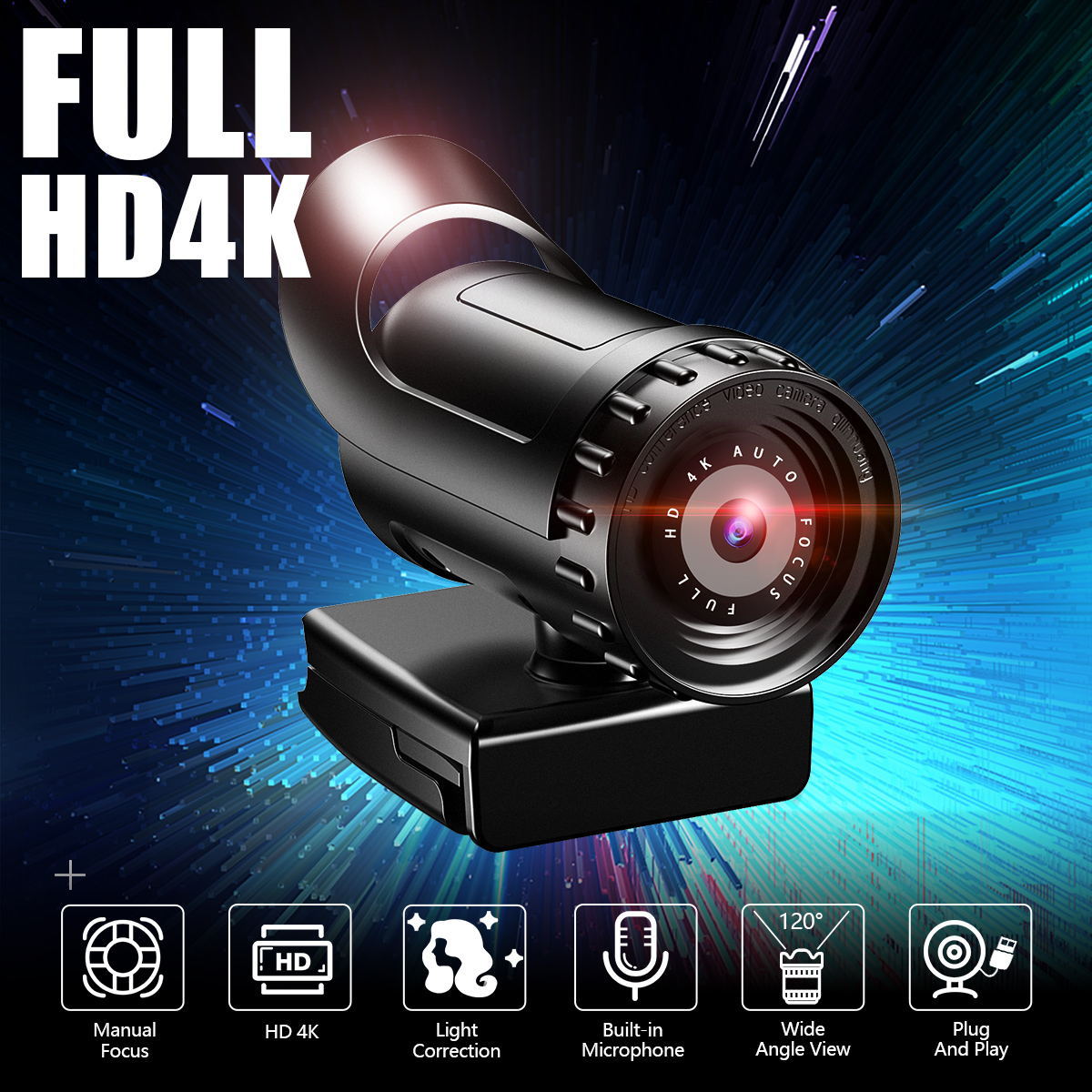 4K-Webcam für Computer, Auto-Focus, USB Live-Streaming