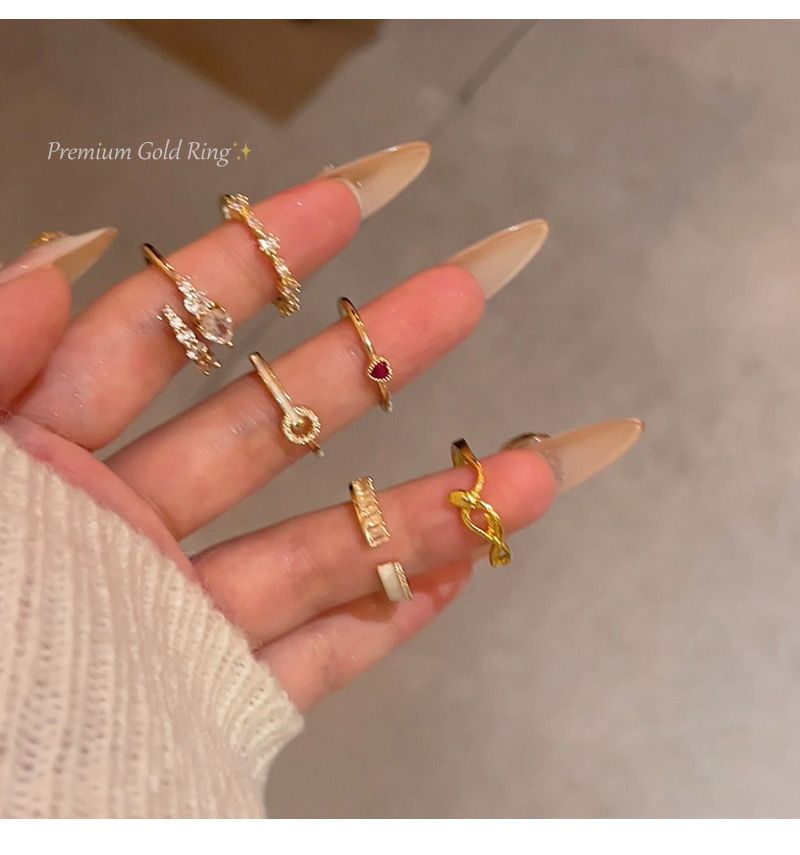 Zircon adjustable open ring for women, Korean style