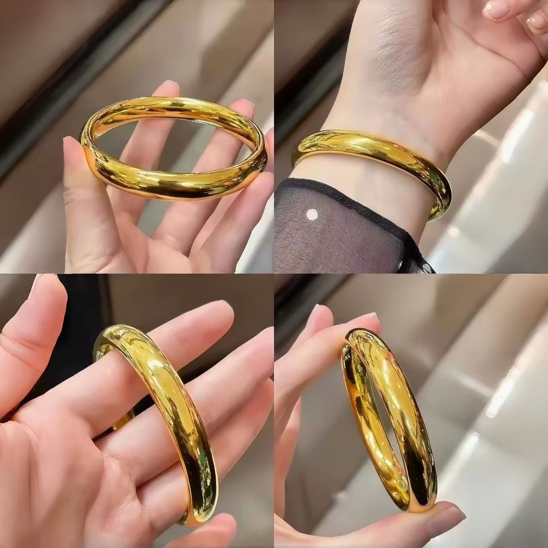 24K altın kaplı bilezik, masif tıncı sırtı tasarımı