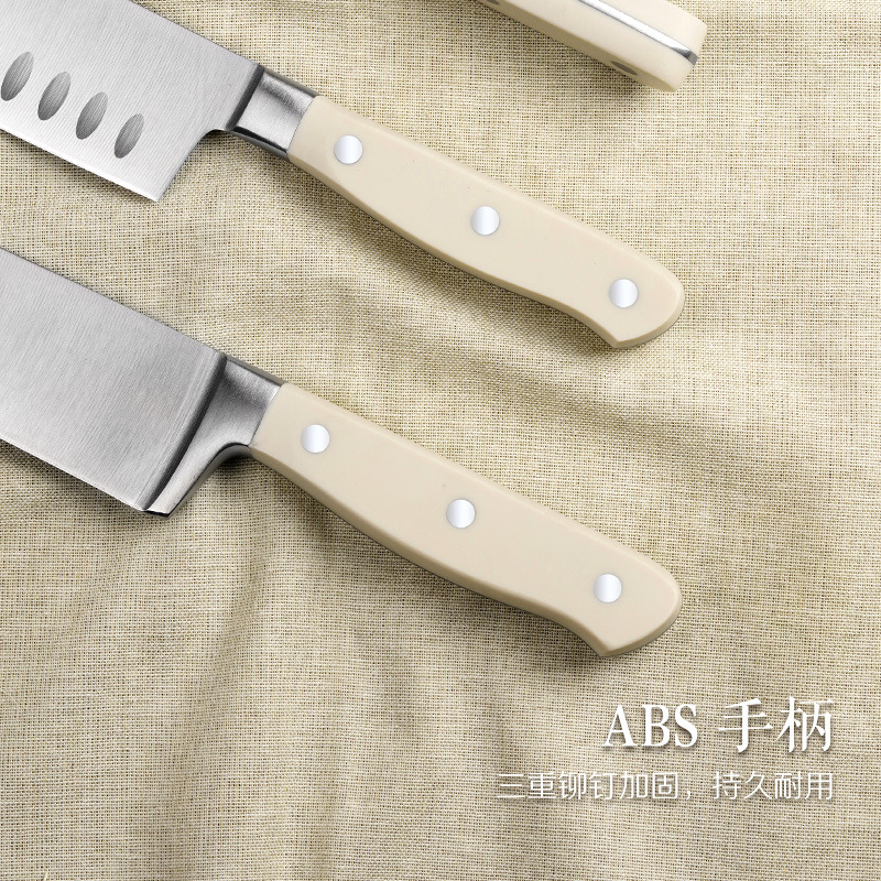 不锈钢刀具套装 单钢头abs手柄厨师刀 家用切菜刀 跨境牛扒刀套装