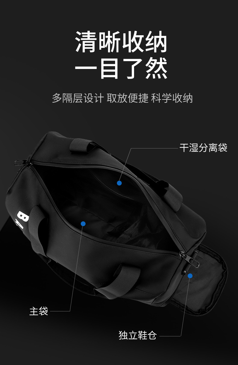 Travel bag, trolley-compatible, wet and dry separation, unisex