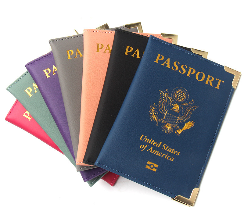Passport Holder, Leather with Gold Hardware Corners
