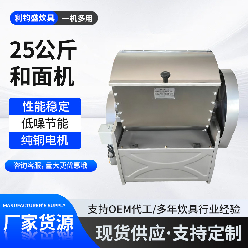 25 kg Teigknetmaschine Automatische Mehlmischmaschine Geräuscharme Teigknetausrüstung Kommerzielle Teigknetmaschine für Kantinen und Bäckereien