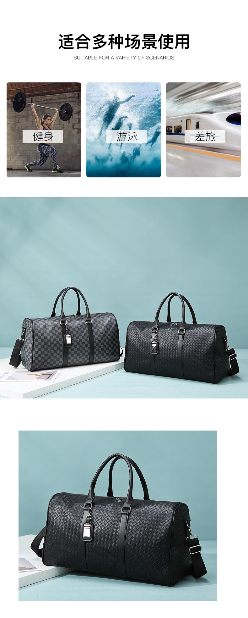 Sports bag with dry-wet compartments, large capacity