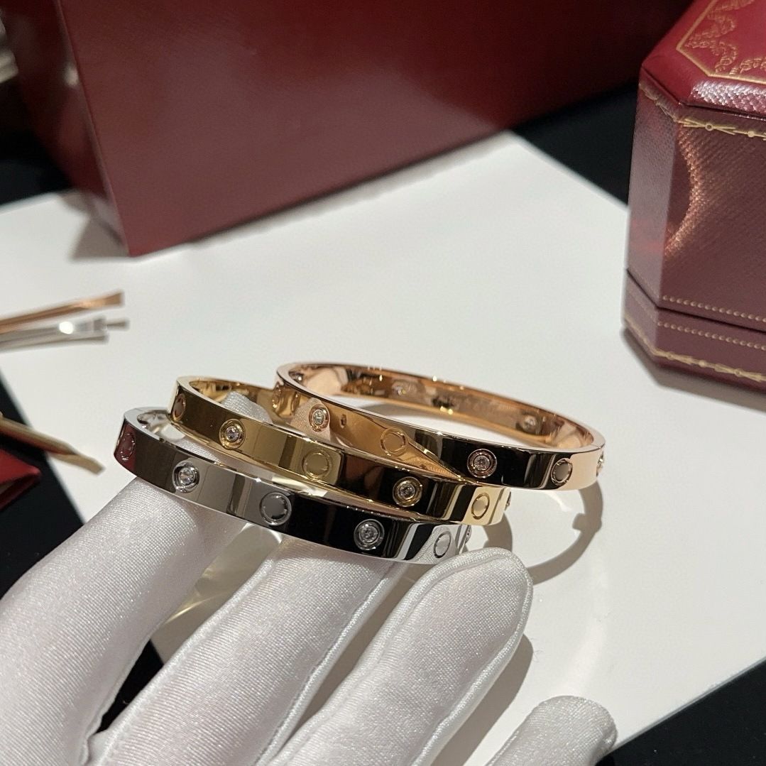 V altın aşk bilekliği, 18K gül altın kaplama, dar/orta/geniş