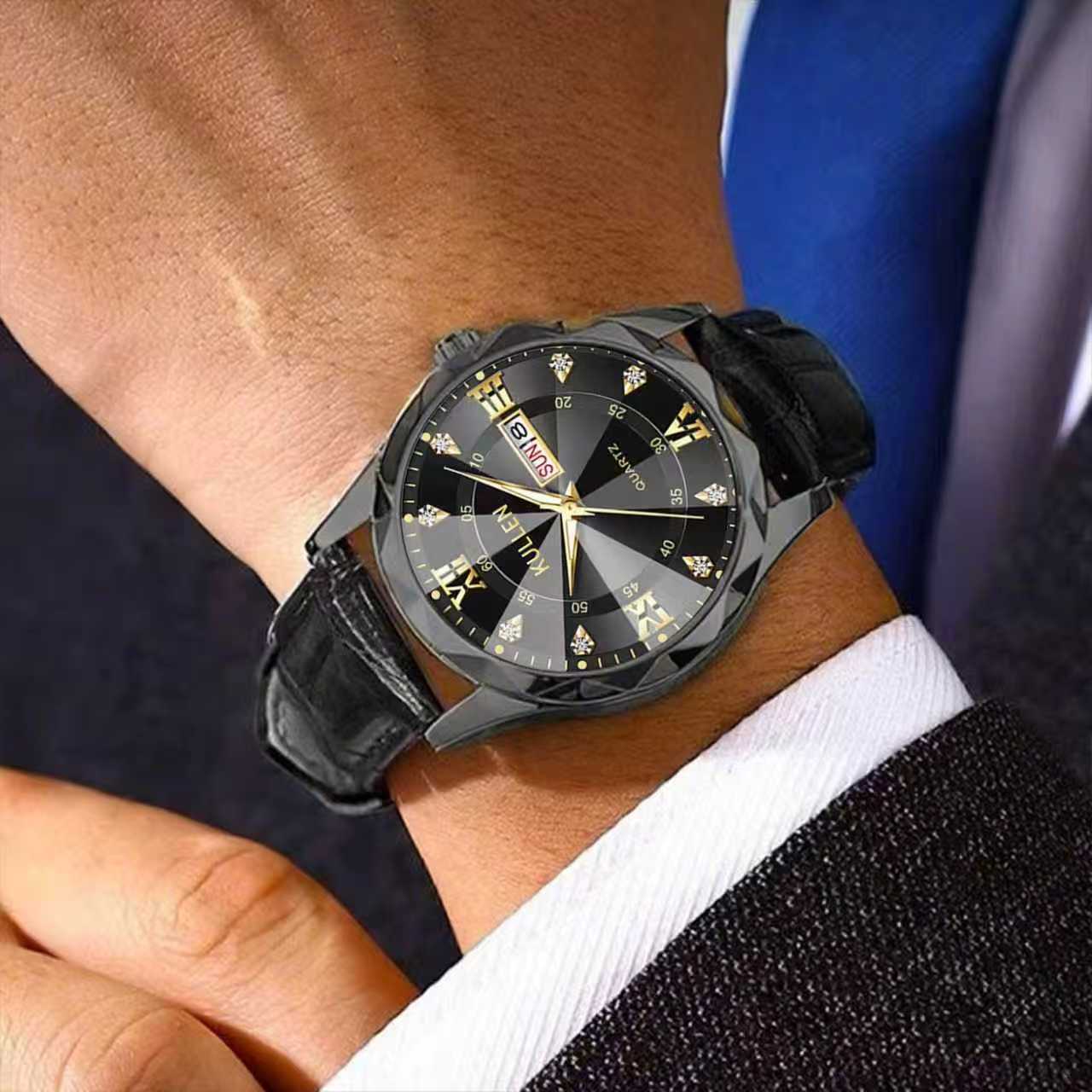 Swiss men's watch, quartz, ultra-thin, calendar, waterproof
