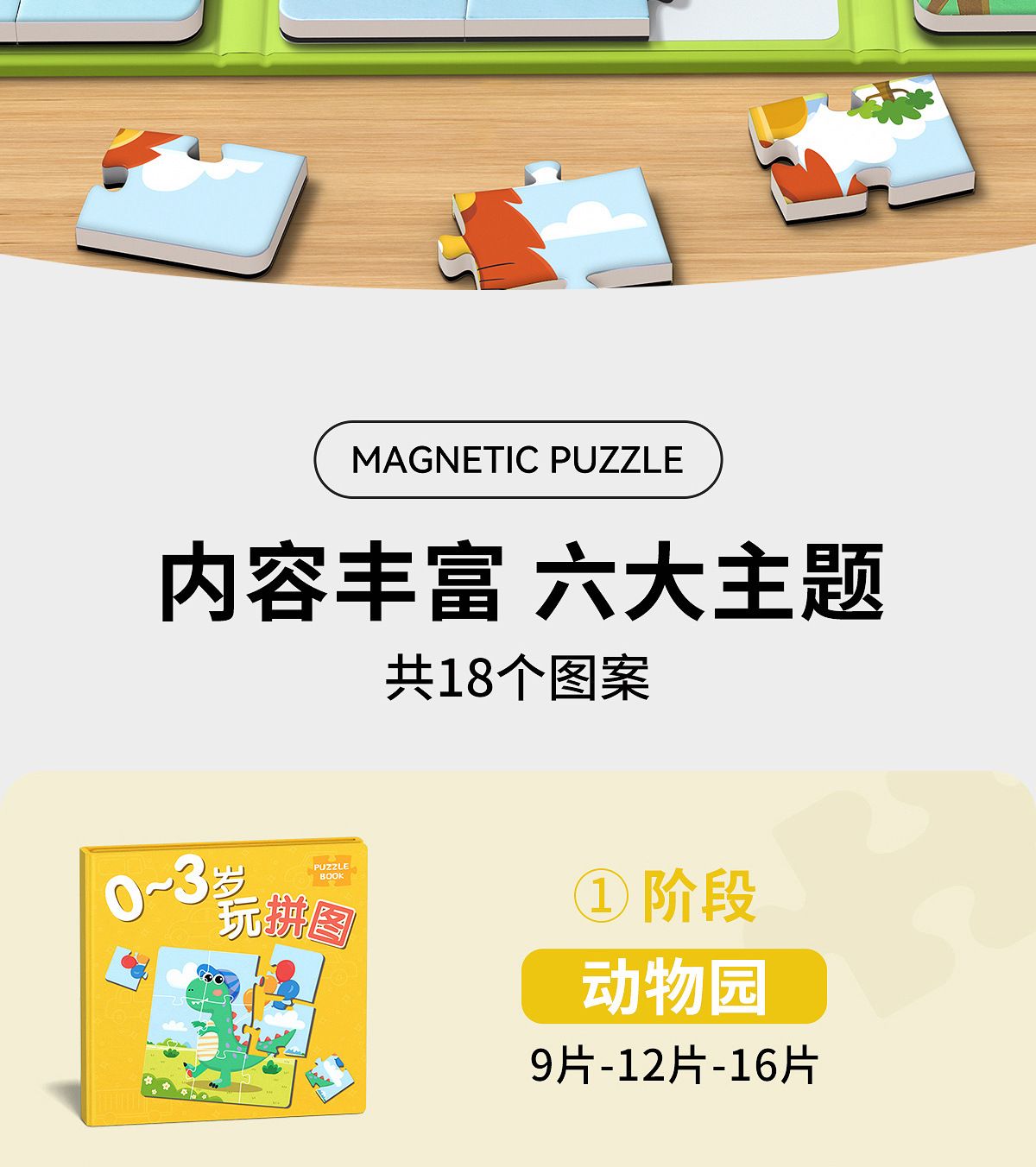儿童磁力拼图宝宝磁性可益智认知玩具两幼儿磁吸男孩女孩礼物玩具